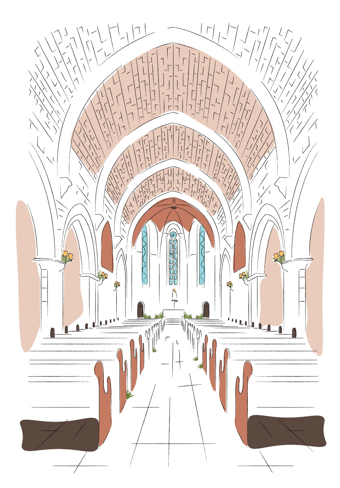 Ilustración del interior de la Iglesia de San Juan del Hospital